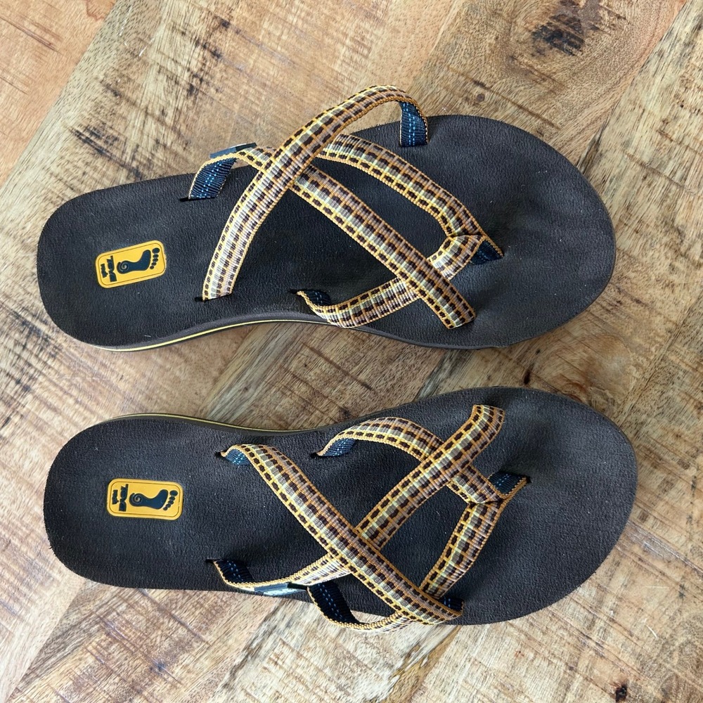 Teva Mush Olowahu Brown Strappy Flip Flop Sandals Womens 6.5 6840 - Picture 2 of 6